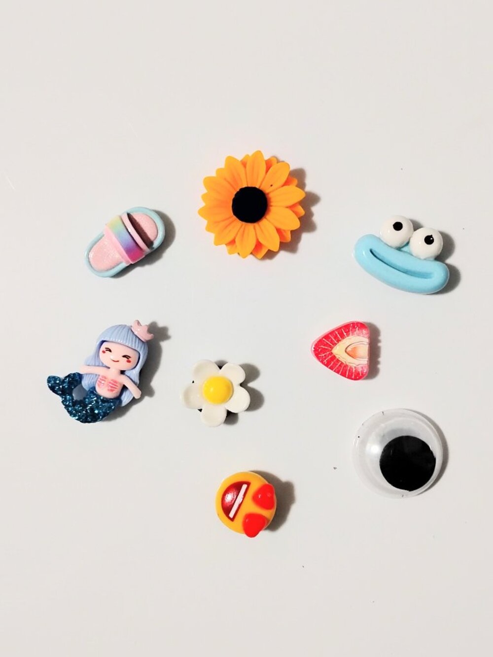 8 Mini Fridge MAGNETS Mermaid Strawberry Emoji Googly Eye Sandal Shoe Daisy...